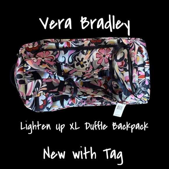Vera Bradley Floral Print Travel Bag Lighten Up Duffle Backpack Mod Paisley New - Picture 1 of 6
